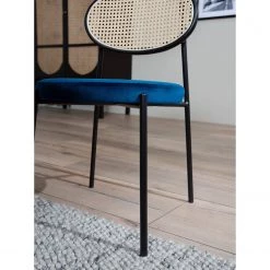 Studio Copenhagen Chaises Davie (lot de 2) - Rotin et tissu / Métal - Bleu -Chaises Soldes 2022 1000273462 220819 023 MOOD DETAILS P000000001000273462 mood