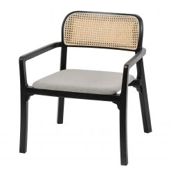 Studio Copenhagen Fauteuil de jardin Elena - Rotin et tissu / Hêtre massif - Gris lumineux