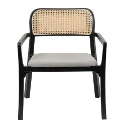 Studio Copenhagen Fauteuil de jardin Elena - Rotin et tissu / Hêtre massif - Gris lumineux -Chaises Soldes 2022 1000273466 220420 030 DETAILS P000000001000273466