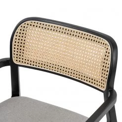 Studio Copenhagen Fauteuil de jardin Elena - Rotin et tissu / Hêtre massif - Gris lumineux -Chaises Soldes 2022 1000273466 220420 045 DETAILS P000000001000273466