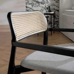 Studio Copenhagen Fauteuil de jardin Elena - Rotin et tissu / Hêtre massif - Gris lumineux -Chaises Soldes 2022 1000273466 220823 024 MOOD DETAILS P000000001000273466 mood