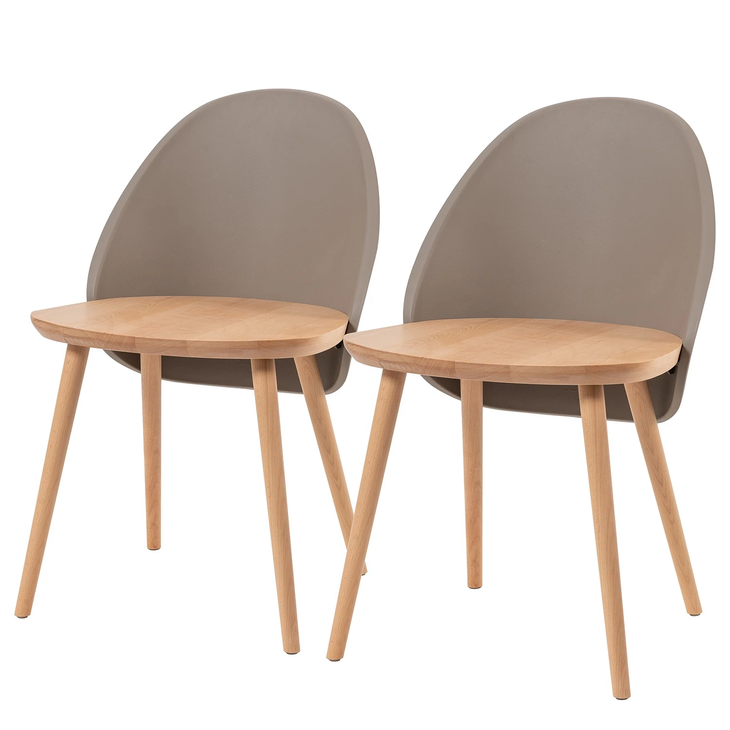 Mørteens Chaises Doon (lot de 2) - Matière plastique / Hêtre massif - Taupe / Hêtre 3 Mørteens Chaises Doon (lot de 2) - Matière plastique / Hêtre massif - Taupe / Hêtre