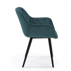 Jack & Alice Chaises à accoudoirs Kiana (lot de 2) - Velours / Acier - Bleu pétrole / Noir -Chaises Soldes 2022 1000274208 210618 10464100041 DETAILS P000000001000274208