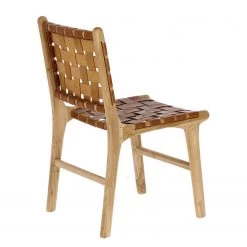 Maison Belfort Chaises Charles (lot de 2) - Cuir / Teck massif - Cognac / Teck -Chaises Soldes 2022 1000274209 210618 10464100049 DETAILS P000000001000274209