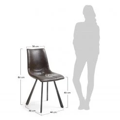 Fredriks Chaises Tryon (lot de 4) - Imitation cuir / Acier - Marron foncé vintage / Marron foncé -Chaises Soldes 2022 1000274215 210618 10464200103 SKETCH DETAILS P000000001000274215 sketch