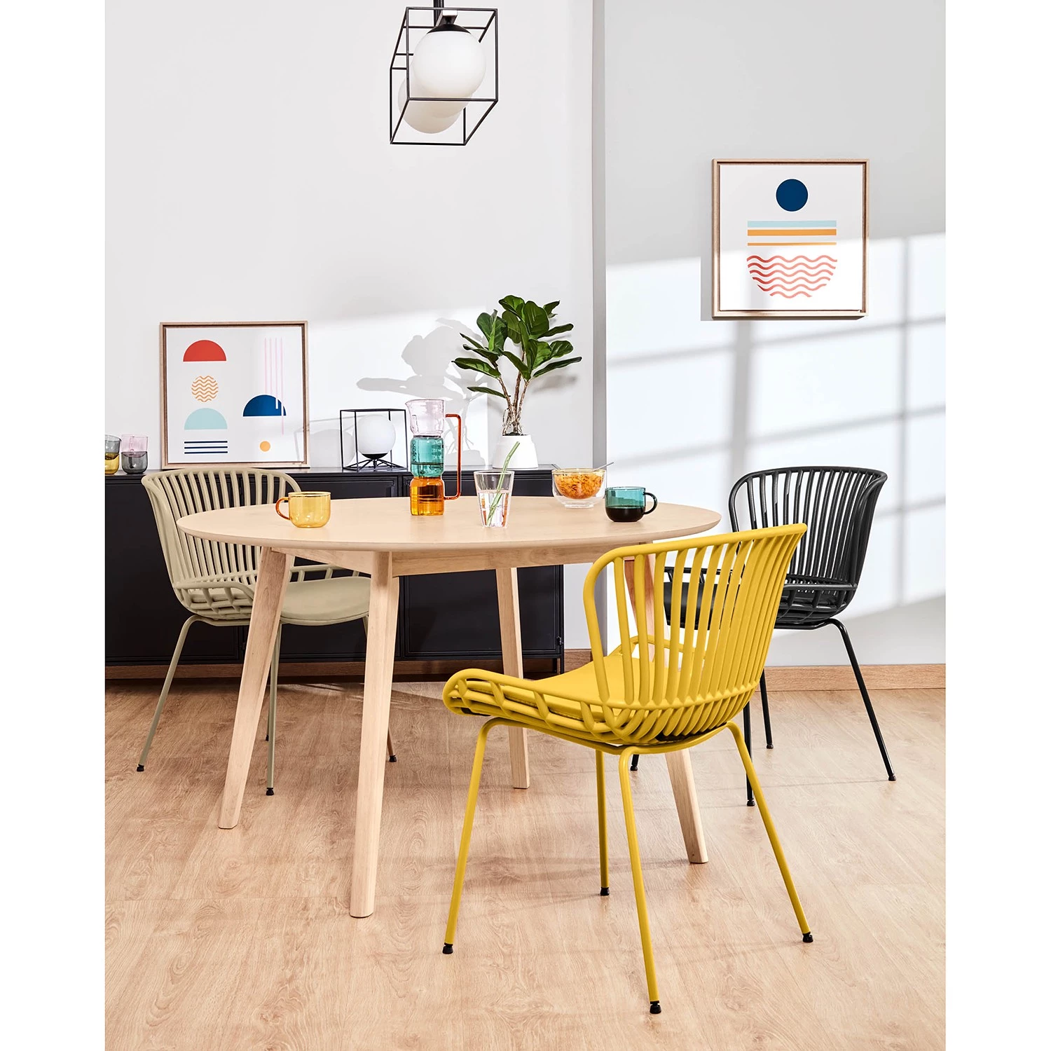 Mørteens Chaises Sakira (lot de 4) - Imitation cuir / Acier - Noir 6 Mørteens Chaises Sakira (lot de 4) - Imitation cuir / Acier - Noir – Image 4