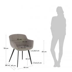 Jack & Alice Chaises à accoudoirs Nala (lot de 2) - Gris -Chaises Soldes 2022 1000274233 210618 10464400255 SKETCH DETAILS P000000001000274233 sketch
