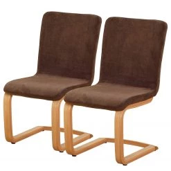 Norrwood Chaises cantilever Rowena (lot de 2) - Tissu / HĂȘtre massif - Tabac / HĂȘtre