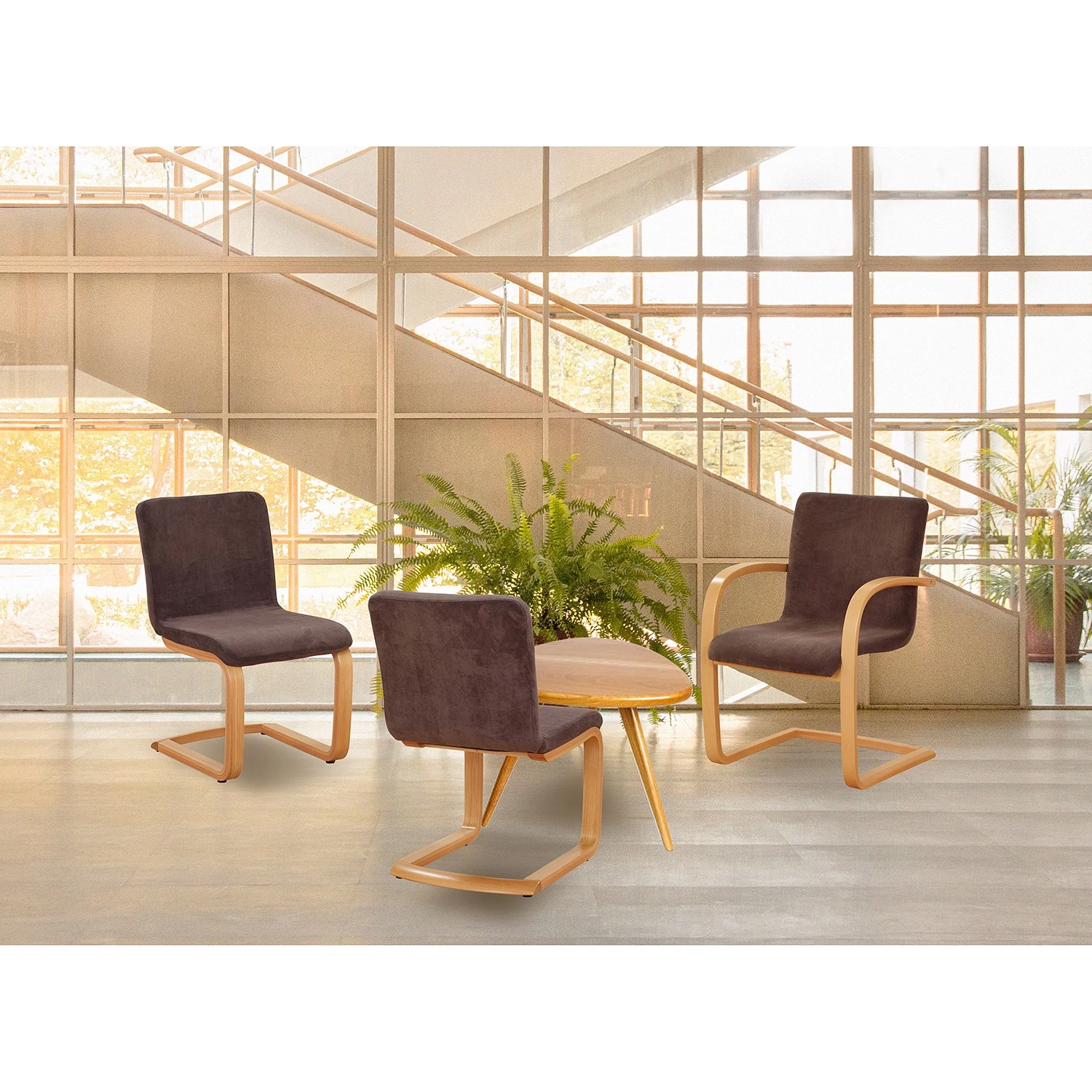 Norrwood Chaises cantilever Rowena (lot de 2) - Tissu / Hêtre massif - Tabac / Hêtre 4 Norrwood Chaises cantilever Rowena (lot de 2) - Tissu / Hêtre massif - Tabac / Hêtre – Image 2