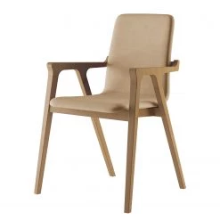 Norrwood Chaise à accoudoirs Toma - Tissu / Hêtre massif - Camel / Hêtre