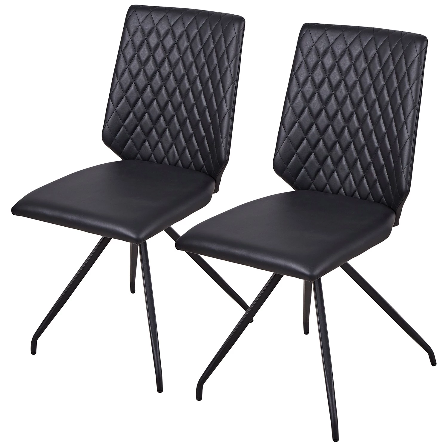 Loftscape Chaises Diva (Lot de 2) - Imitation cuir / Acier - Noir 3 Loftscape Chaises Diva (Lot de 2) - Imitation cuir / Acier - Noir