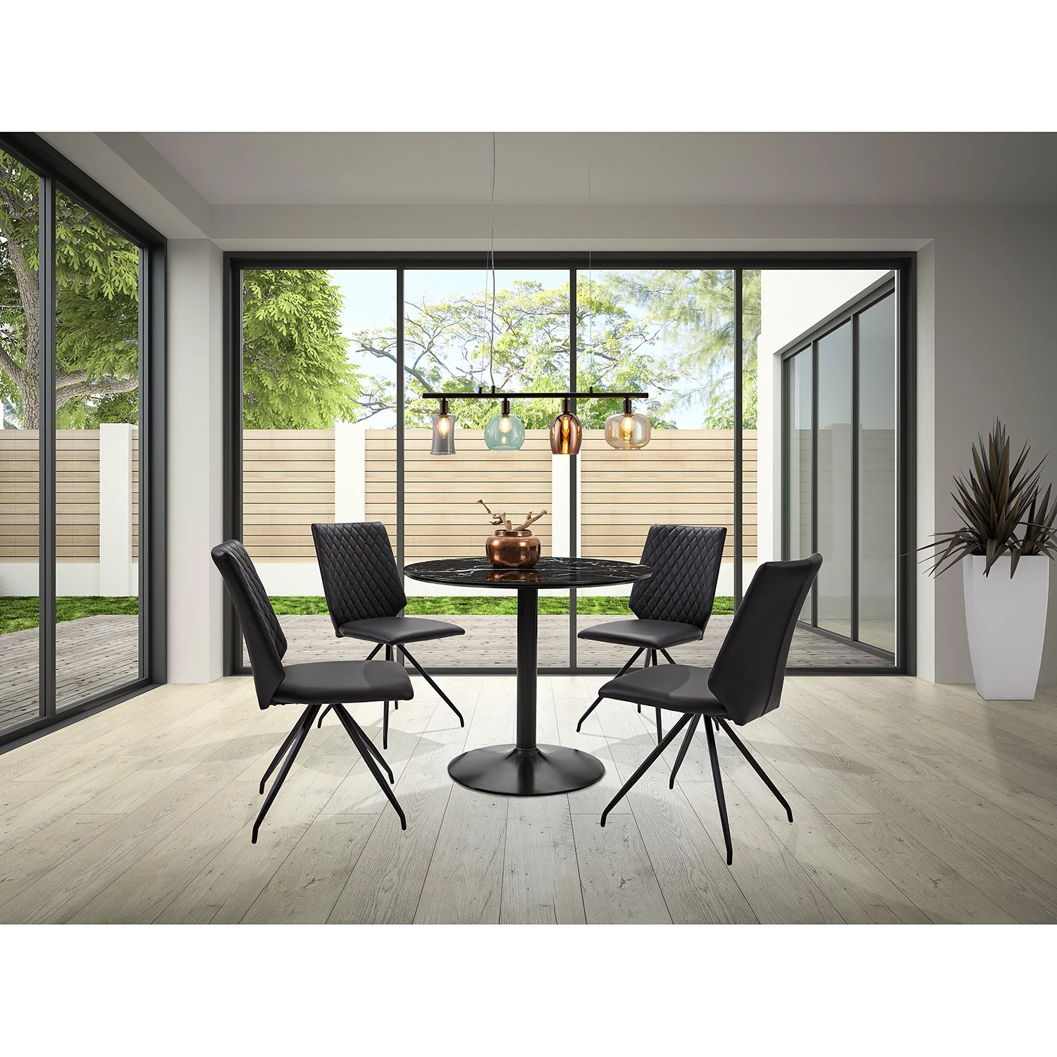 Loftscape Chaises Diva (Lot de 2) - Imitation cuir / Acier - Noir 4 Loftscape Chaises Diva (Lot de 2) - Imitation cuir / Acier - Noir – Image 2