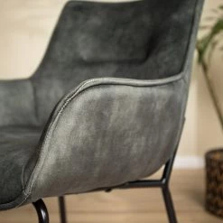 Loftscape Chaise à accoudoirs Betty - Velours / Métal - Gris vintage / Noir -Chaises Soldes 2022 1000274879 220519 031 DETAILS P000000001000274879