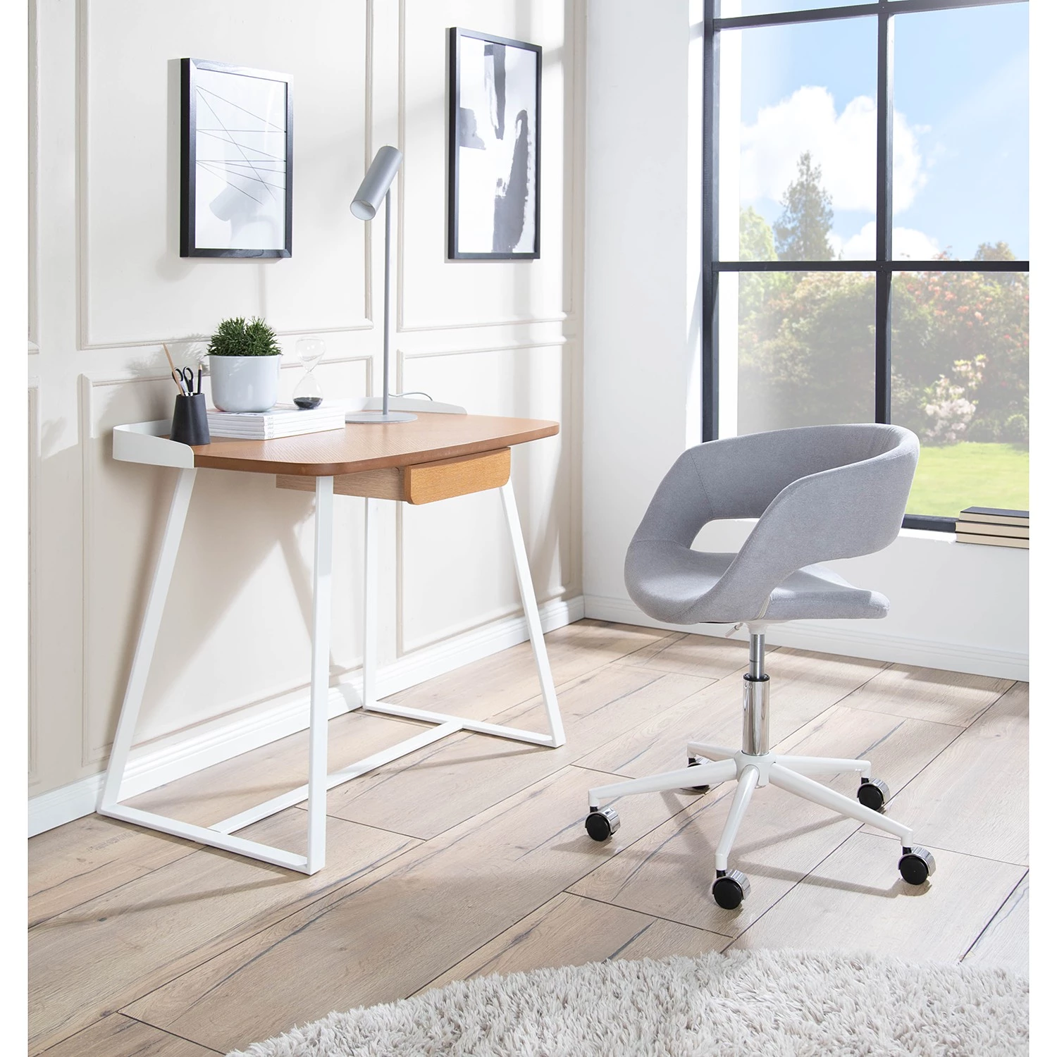 Mørteens Chaise de bureau Buggio II - Gris lumineux - Blanc 4 Mørteens Chaise de bureau Buggio II - Gris lumineux - Blanc – Image 2