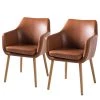 Mørteens Chaises à accoudoirs Nicholas XXL - Cuir synthétique Aken: Cognac vintage - Lot de 2