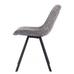 Ars manufacti Chaises Cielo (lot de 2) - Imitation cuir / Acier - Gris vintage / Noir -Chaises Soldes 2022 1000281745 220324 040 DETAILS P000000001000281745