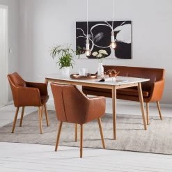 Mørteens Chaises à accoudoirs Nicholas - Cuir synthétique Aken: Cognac vintage - Lot de 2 -Chaises Soldes 2022 1000281813 210819 09251100100 MOOD DETAILS P000000001000281813 mood