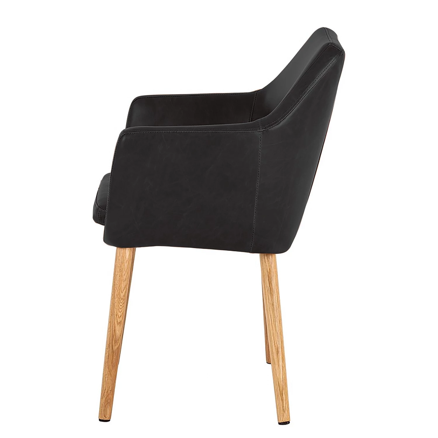 Mørteens Chaises à accoudoirs Nicholas - Cuir synthétique Aken: Noir vintage - Lot de 2 6 Mørteens Chaises à accoudoirs Nicholas - Cuir synthétique Aken: Noir vintage - Lot de 2 – Image 4