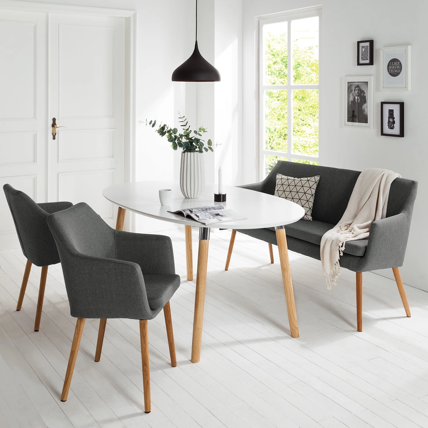 Mørteens Chaises à accoudoirs Nicholas - Tissu Cors: Gris foncé - Lot de 2 4 Mørteens Chaises à accoudoirs Nicholas - Tissu Cors: Gris foncé - Lot de 2 – Image 2