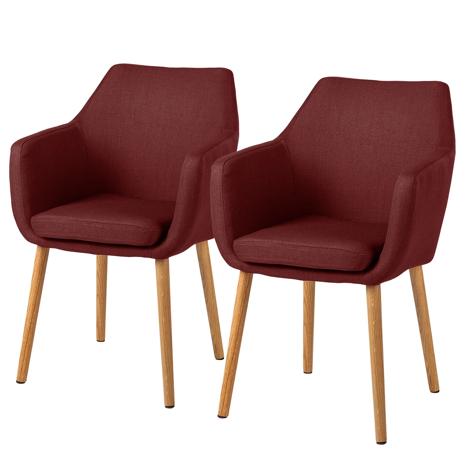Mørteens Chaises à accoudoirs Nicholas - Tissu Cors: Rouge foncé - Lot de 2 3 Mørteens Chaises à accoudoirs Nicholas - Tissu Cors: Rouge foncé - Lot de 2