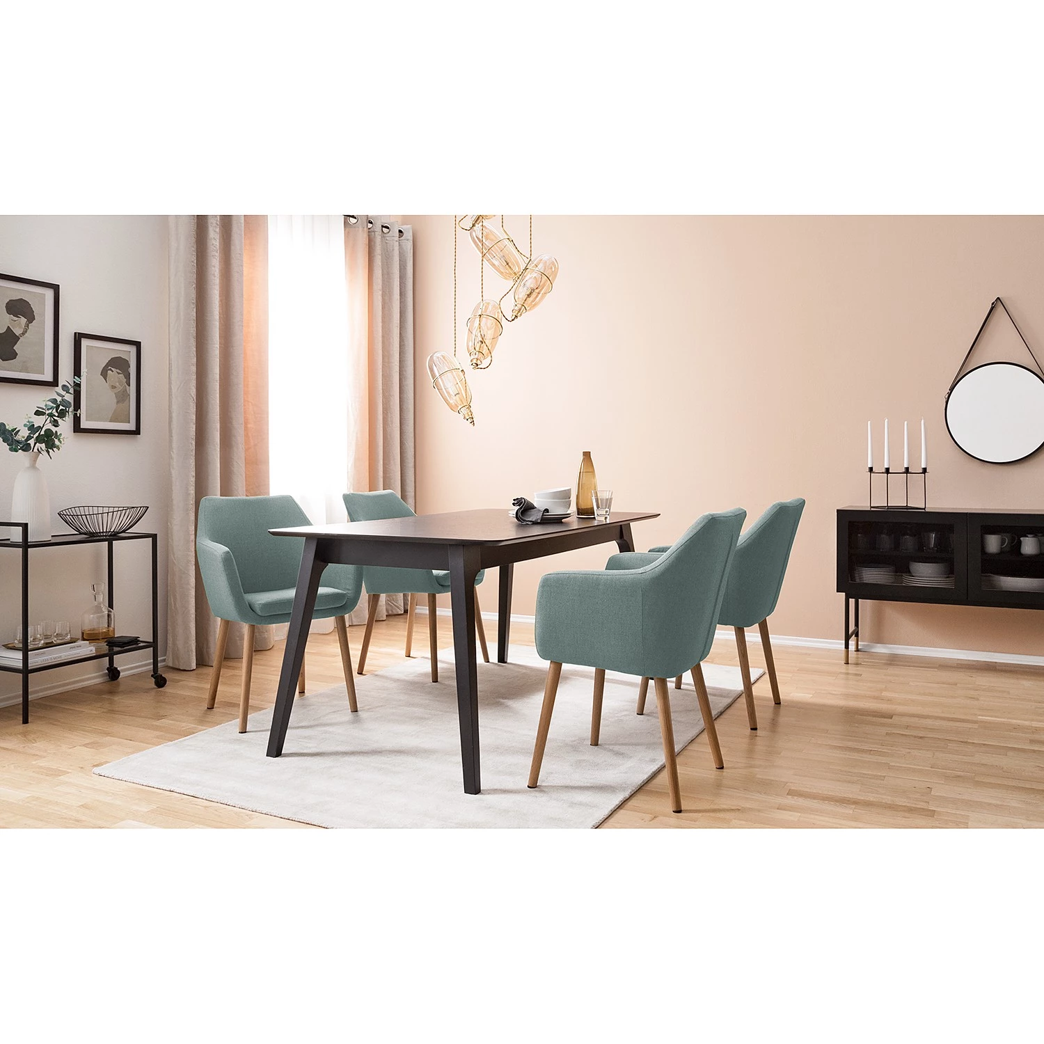 Mørteens Chaises à accoudoirs Nicholas - Tissu Cors: Gris menthe - Lot de 2 4 Mørteens Chaises à accoudoirs Nicholas - Tissu Cors: Gris menthe - Lot de 2 – Image 2