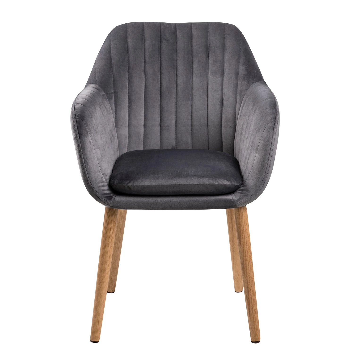 Mørteens Chaises à accoudoirs Tilanda - Tissu / Chêne massif - Velours Kemi: Gris foncé - Lot de 2 5 Mørteens Chaises à accoudoirs Tilanda - Tissu / Chêne massif - Velours Kemi: Gris foncé - Lot de 2 – Image 3