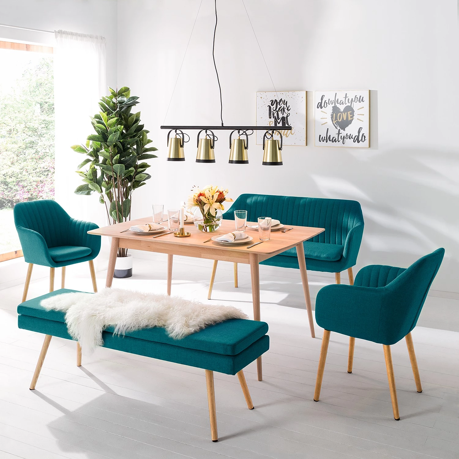 Mørteens Chaises à accoudoirs Tilanda - Tissu / Chêne massif - Tissu Cors: Pétrole - Lot de 2 4 Mørteens Chaises à accoudoirs Tilanda - Tissu / Chêne massif - Tissu Cors: Pétrole - Lot de 2 – Image 2