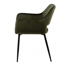 Mørteens Chaises à accoudoirs Rivanna - Velours/ Métal - Vert olive / Noir - Vert olive - Lot de 4 -Chaises Soldes 2022 1000282482 210819 09441100407 DETAILS P000000001000282482
