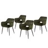 Mørteens Chaises à accoudoirs Rivanna - Velours/ Métal - Vert olive / Noir - Vert olive - Lot de 4