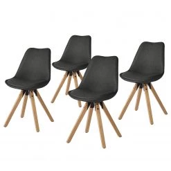 Mørteens Chaises capitonnées Aledas II - Tissu Cors: Anthracite - Lot de 4