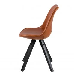 Mørteens Chaises capitonnées Aledas III - Imitation cuir / Hévéa massif - Cognac / Noir - Lot de 4 -Chaises Soldes 2022 1000282502 210819 09453100451 DETAILS P000000001000282502