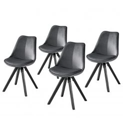 Mørteens Chaises capitonnées Aledas IV - Gris foncé - Noir - Lot de 4