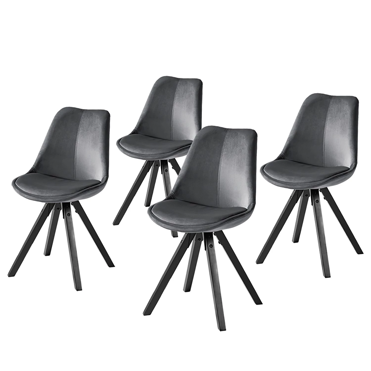 Mørteens Chaises capitonnées Aledas IV - Gris foncé - Noir - Lot de 4 3 Mørteens Chaises capitonnées Aledas IV - Gris foncé - Noir - Lot de 4