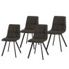 Ars manufacti Chaise capitonnée Donnell - Microfibre/ Acier - Noir mat - Anthracite - Lot de 4