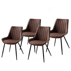 Ars manufacti Chaises capitonnées Midge (lot de 2) - Marron - Lot de 4