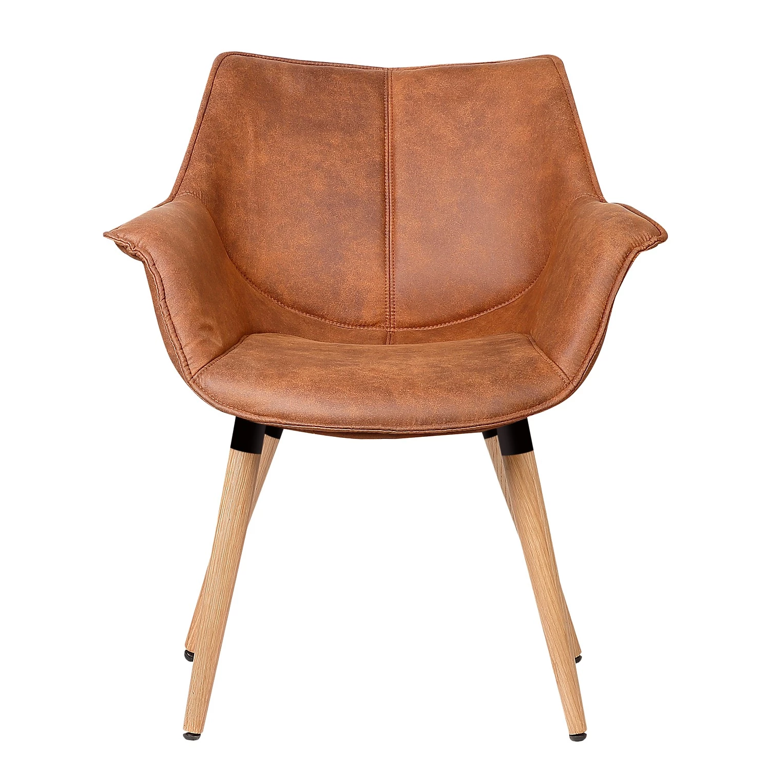 Ars manufacti Chaise à accoudoirs Kantii I - Microfibre / Chêne massif - Cognac vintage - Lot de 2 5 Ars manufacti Chaise à accoudoirs Kantii I - Microfibre / Chêne massif - Cognac vintage - Lot de 2 – Image 3