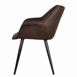 Ars manufacti Chaise à accoudoirs Kantii II - Microfibre / Métal - Microfibre Colby: Marron foncé vintage - Lot de 2 -Chaises Soldes 2022 1000284160 210819 08490700036 DETAILS P000000001000284160