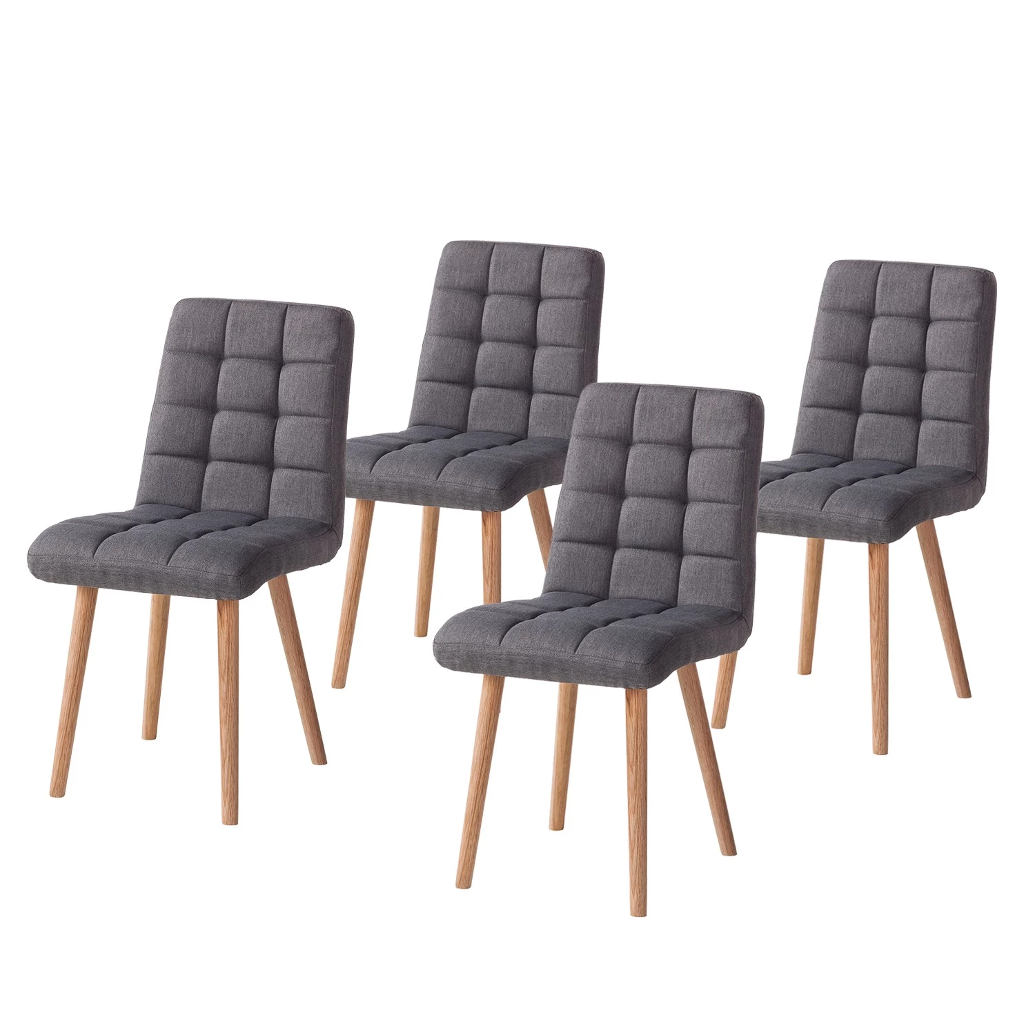 Mørteens Chaise capitonnée Doskie I - Tissu Zea: Gris foncé - Lot de 4 3 Mørteens Chaise capitonnée Doskie I - Tissu Zea: Gris foncé - Lot de 4