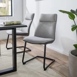 Fredriks Chaises cantilever Altoona (lot de 2) - Tissage à plat / Métal - Gris foncé et gris clair / Noir mat -Chaises Soldes 2022 1000285150 220819 020 MOOD DETAILS P000000001000285150 mood