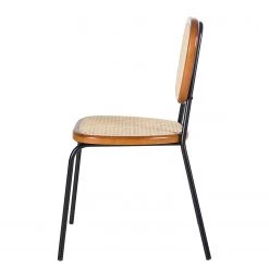 Maison Belfort Chaises Ramona (lot de 2) - Rotin & Hêtre massif / Acier - Beige & Hêtre / Chrome -Chaises Soldes 2022 1000285155 220608 035 DETAILS P000000001000285155