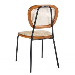 Maison Belfort Chaises Ramona (lot de 2) - Rotin & Hêtre massif / Acier - Beige & Hêtre / Chrome -Chaises Soldes 2022 1000285155 220608 040 DETAILS P000000001000285155