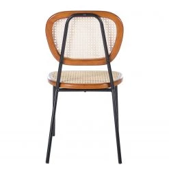 Maison Belfort Chaises Ramona (lot de 2) - Rotin & Hêtre massif / Acier - Beige & Hêtre / Chrome -Chaises Soldes 2022 1000285155 220608 045 DETAILS P000000001000285155