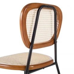 Maison Belfort Chaises Ramona (lot de 2) - Rotin & Hêtre massif / Acier - Beige & Hêtre / Chrome -Chaises Soldes 2022 1000285155 220608 050 DETAILS P000000001000285155