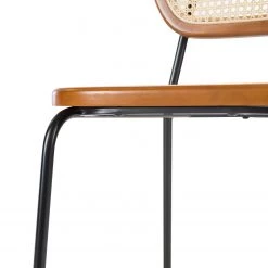 Maison Belfort Chaises Ramona (lot de 2) - Rotin & Hêtre massif / Acier - Beige & Hêtre / Chrome -Chaises Soldes 2022 1000285155 220608 060 DETAILS P000000001000285155