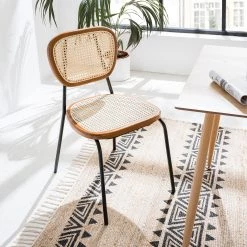 Maison Belfort Chaises Ramona (lot de 2) - Rotin & Hêtre massif / Acier - Beige & Hêtre / Chrome -Chaises Soldes 2022 1000285155 220609 021 MOOD DETAILS P000000001000285155 mood