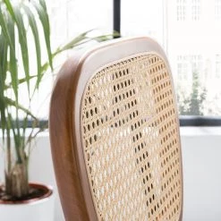 Maison Belfort Chaises Ramona (lot de 2) - Rotin & Hêtre massif / Acier - Beige & Hêtre / Chrome -Chaises Soldes 2022 1000285155 220609 030 DETAILS P000000001000285155