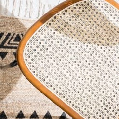 Maison Belfort Chaises Ramona (lot de 2) - Rotin & Hêtre massif / Acier - Beige & Hêtre / Chrome -Chaises Soldes 2022 1000285155 220609 045 DETAILS P000000001000285155