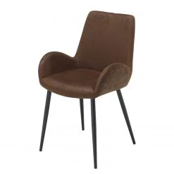 Ars manufacti Chaises à accoudoirs Wasta (lot de 2) - Tissu / Métal - Marron / Noir -Chaises Soldes 2022 1000285182 220817 030 DETAILS P000000001000285182