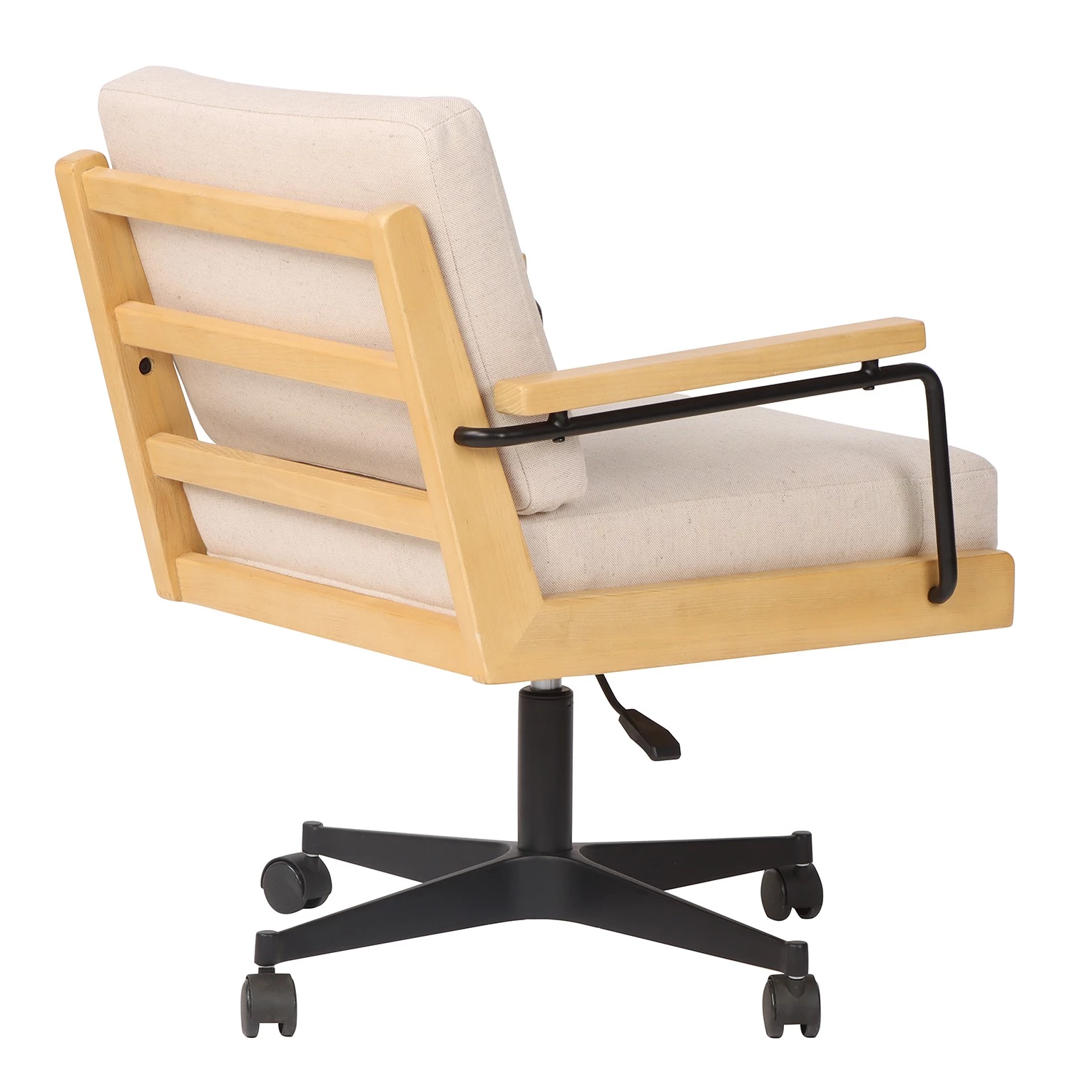 Mørteens Fauteuil de bureau David - Tissu / Chêne massif / Métal - Crème / Chêne / Noir 6 Mørteens Fauteuil de bureau David - Tissu / Chêne massif / Métal - Crème / Chêne / Noir – Image 4