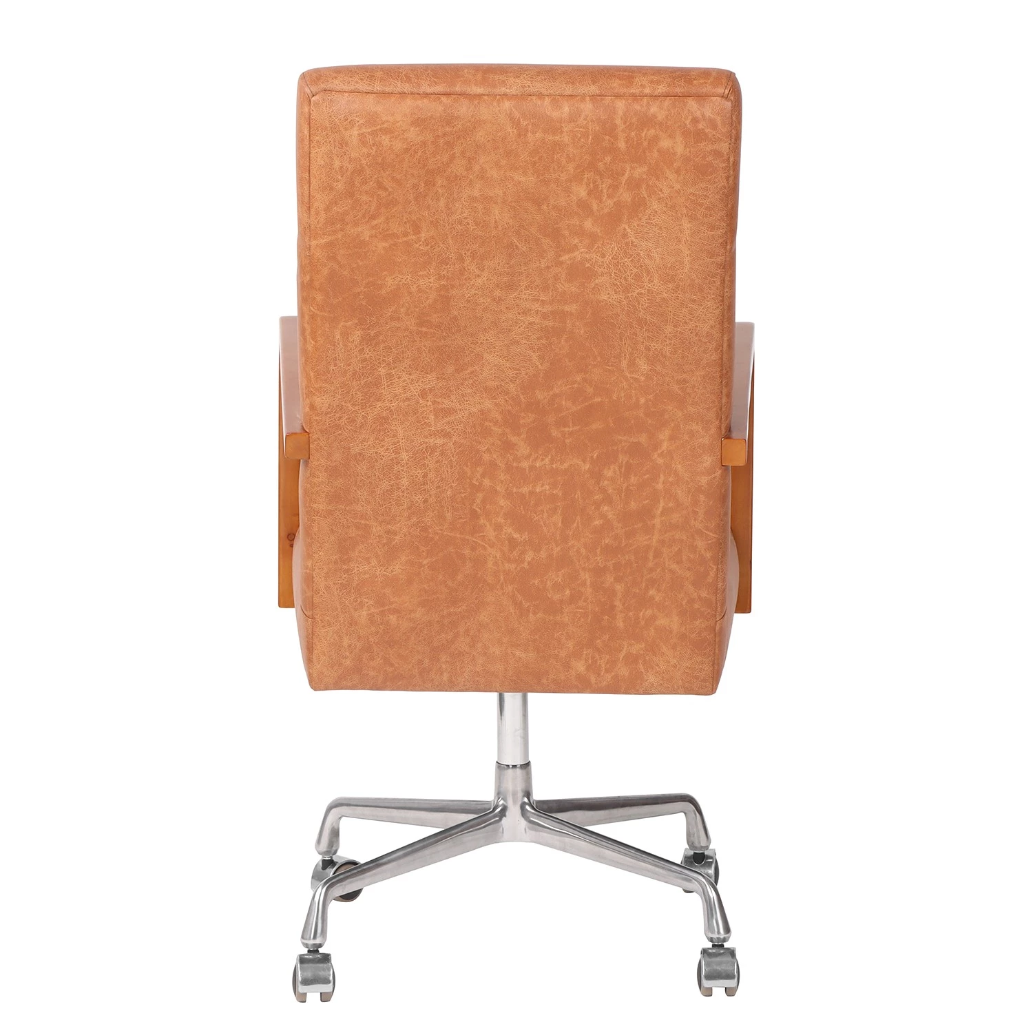 Mørteens Fauteuil de bureau Calder - Cuir synthétique / Noyer massif / Métal - Cognac vintage / Noyer / Argenté 7 Mørteens Fauteuil de bureau Calder - Cuir synthétique / Noyer massif / Métal - Cognac vintage / Noyer / Argenté – Image 5